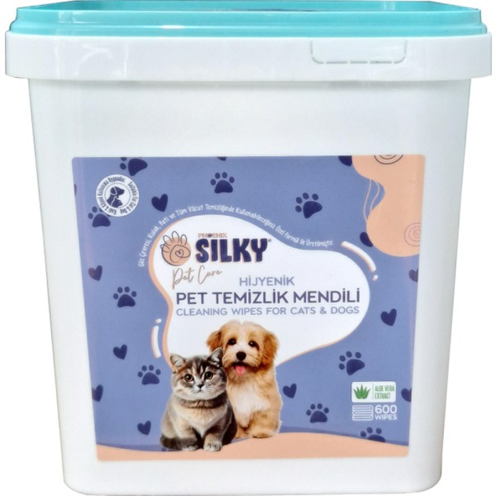 Silky - Evcil Hayvanlar için Tüy / Pati Temizleme Islak Mendili - Doğal Esans İçerik / 600 Adet Evcil Hayvan Ürünleri Fiyatı