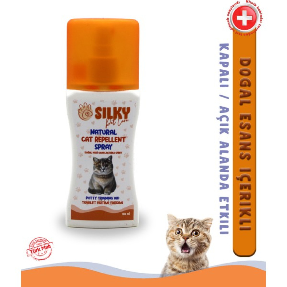 Silky - Kedi Uzaklaştırıcı ve Tuvalet Eğitim Spreyi - Doğal Esans İçerikli ( 100ml ) Evcil Hayvan Ürünleri Fiyatı