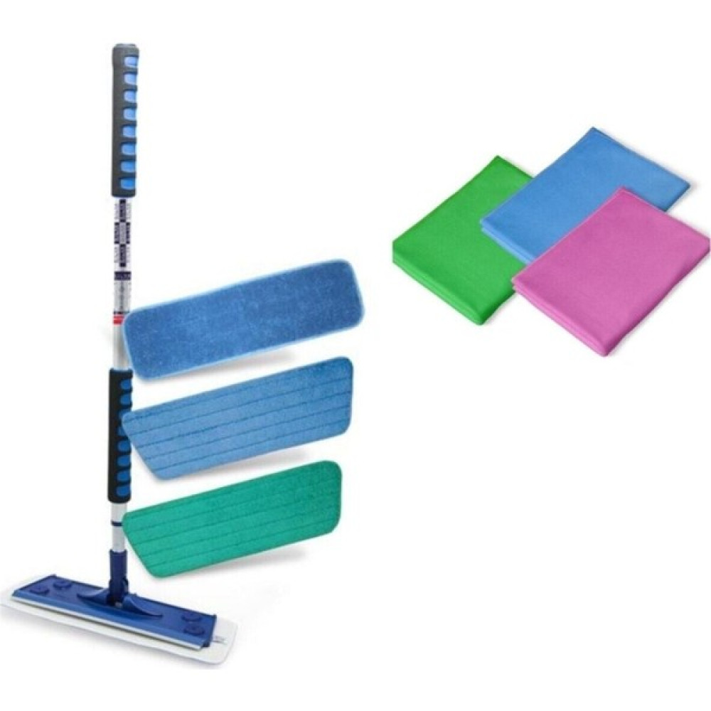 Silva Mikrofiber Mop 3'lü Set + Üçlü Cam Bezi Silva Mop - Renkli Temizlik Malzemeleri Fiyatı