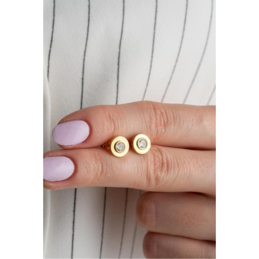 Silvano Jewelry 925 Ayar Gold Tek Taş Gümüş Küpe Gümüş Küpe Fiyatı