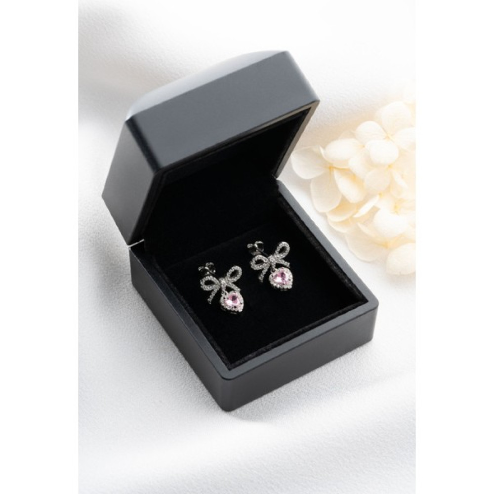 Silvano Jewelry 925 Ayar Gümüş Işıklı Kutuda Fiyonklu Kalp Küpe - Silver Gümüş Küpe Fiyatı