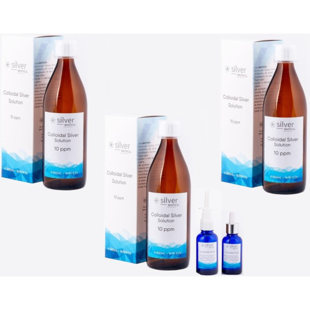 Silver Biotics Laboratories 10 Ppm 1500 ml Cam Şişe + Cam Damlalık ve Cam Nazal Sprey Hydrasense Kolloidal Gümüş Suyu Oto Boyaları Fiyatı
