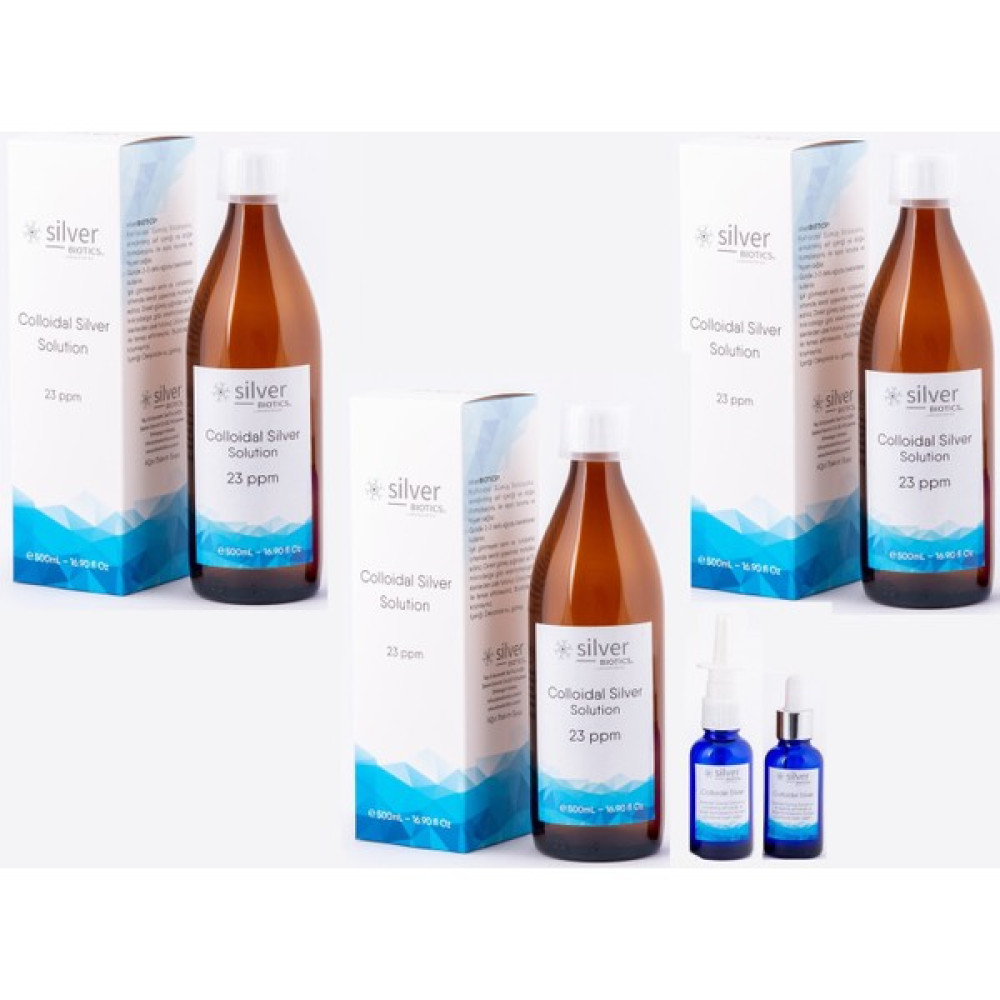 Silver Biotics Laboratories 23 Ppm 1500 ml Cam Şişe + Cam Damlalık ve Cam Nazal Sprey Hydrasense Kolloidal Gümüş Suyu Cilt Temizleme ve Peeling Fiyatı