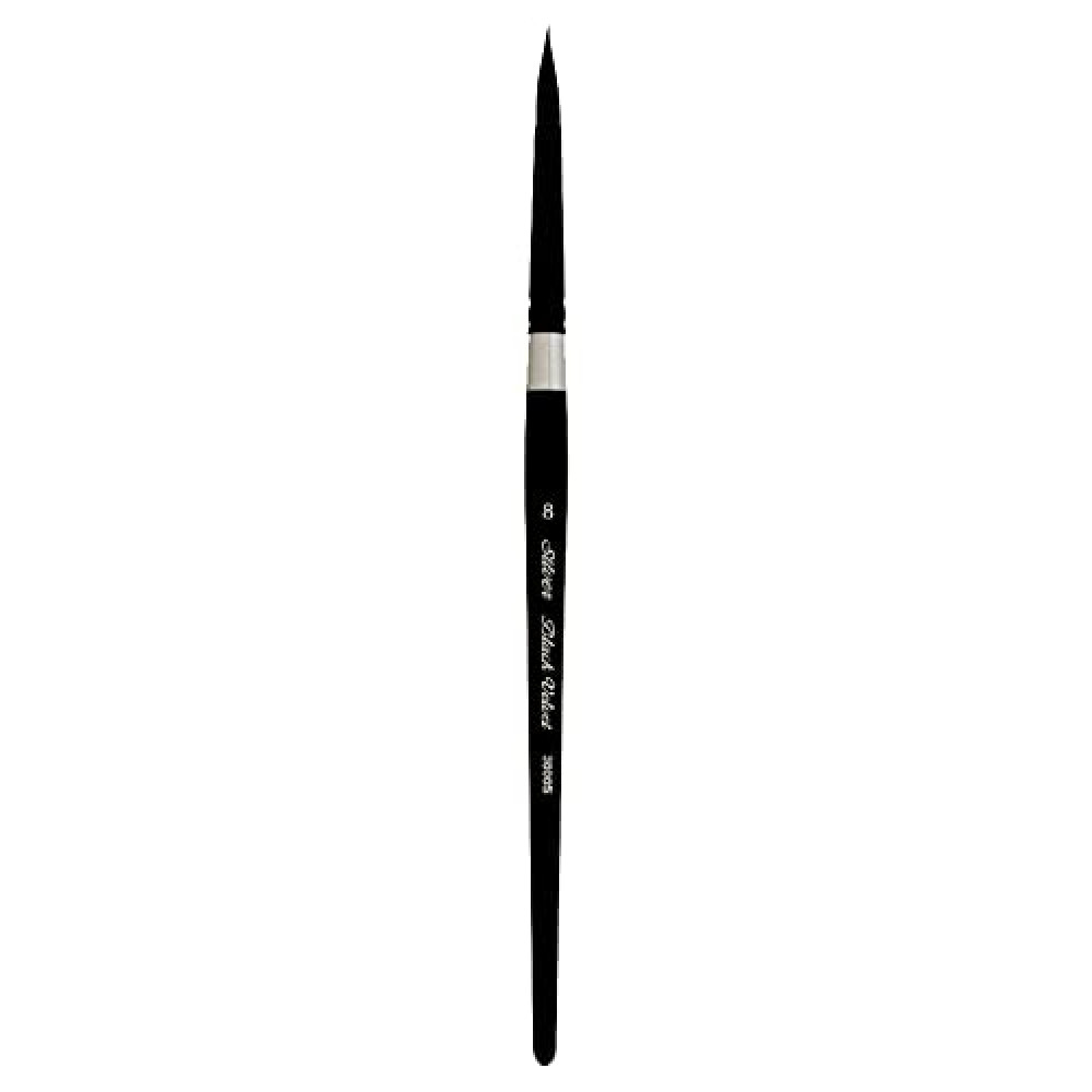 Silver Brush Limited 3000S-8 Black Velvet Round Paintbrush for Watercolor, Gouache, Inks, & Dyes, Size 8, Short Handle