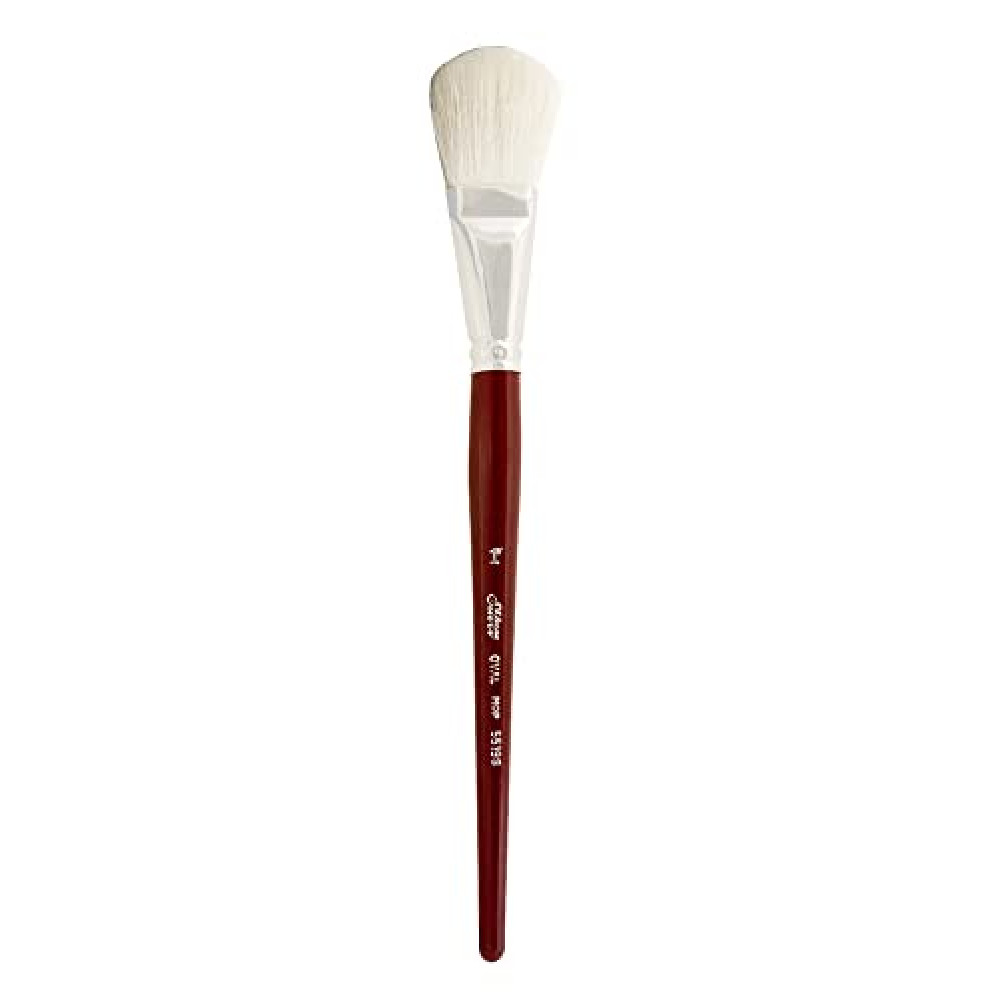 Silver Brush Limited 5519S-1 Silver Mop White Oval Paintbrush for Oil, Acrylic, Watercolor, Pastels, & Charcoal, Size 1 Inch, Short Handle