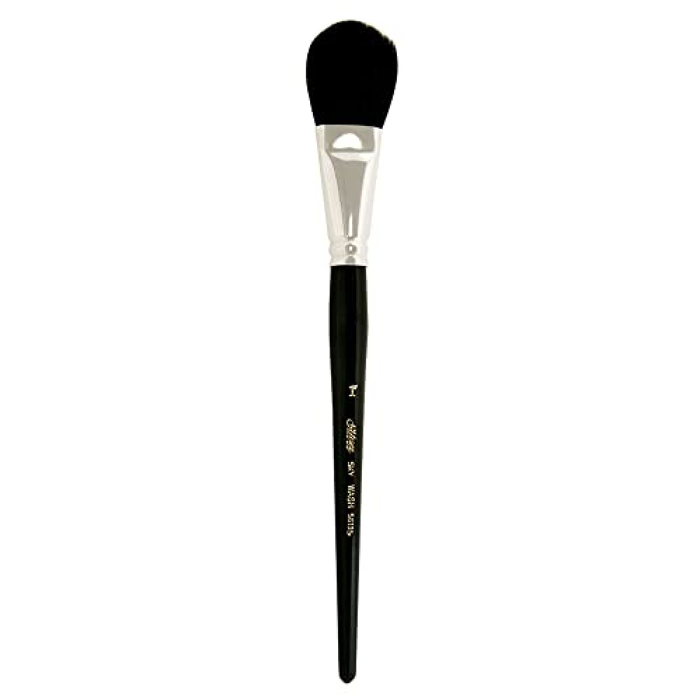 Silver Brush Limited 5619S-1 Silver Mop Black Oval Paintbrush for Oil, Acrylic, Watercolor, Pastels, & Charcoal, Size 1 Inch, Short Handle