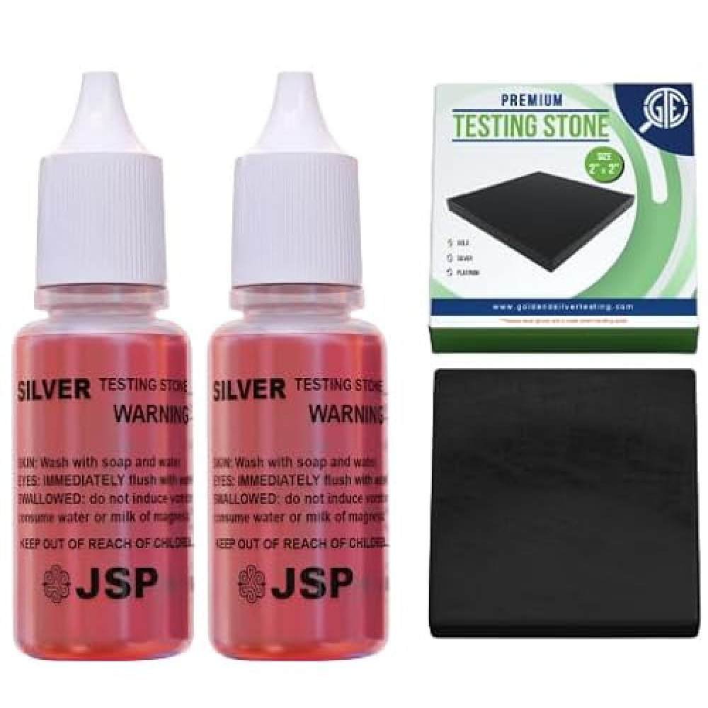 Silver Jewelry Test Kit Detect Plated Fake 999 Sterling Rings Coins Necklaces Bars Tester Scratch Stone