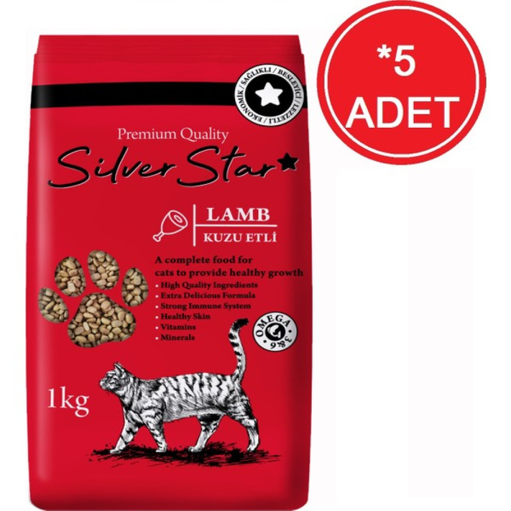 Silver Star Kuzu Etli Yetişkin Kedi Maması 1 kg x 5 Adet Evcil Hayvan Ürünleri Fiyatı