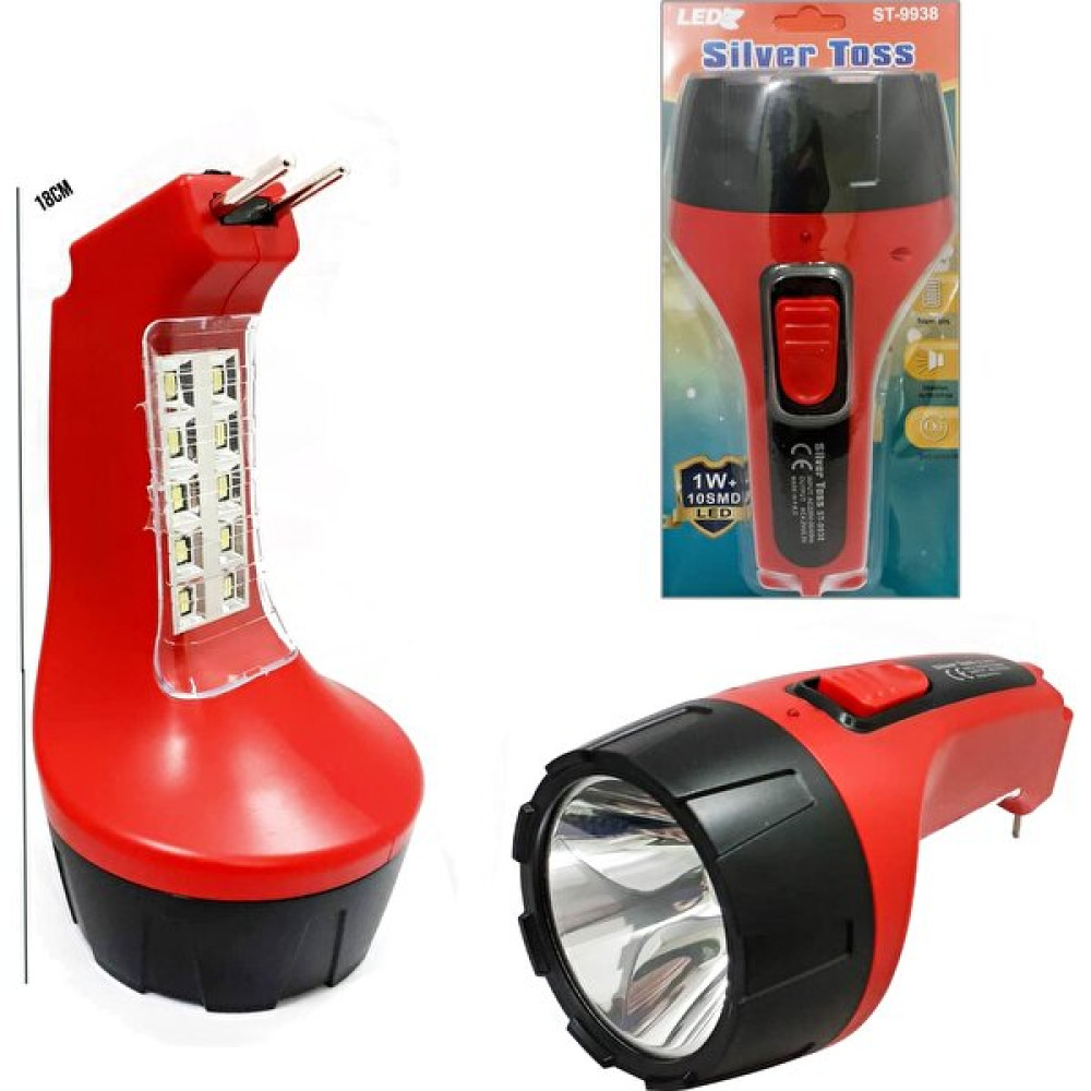 Silver Toss El Feneri Şarjlı 1W+10SMD LED Silver Toss ST-9938 - Gün Işığı Elektrik ve Aydınlatma Fiyatı