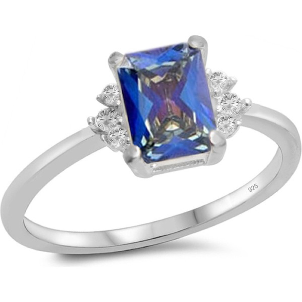 Silveranka 925 Ayar Gümüş Blue Topaz Baget Taşlı Yüzük - 16 Gümüş Yüzük Fiyatı