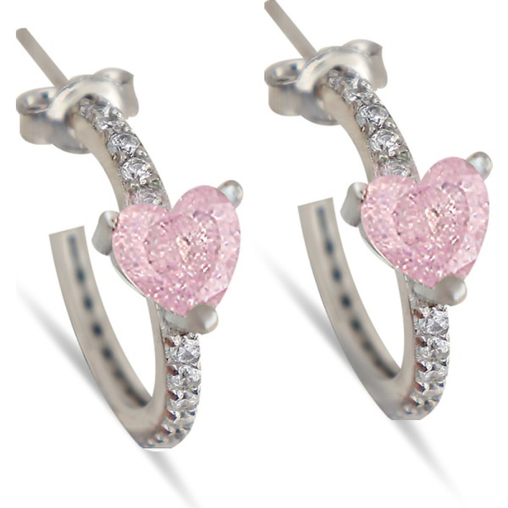 Silveranka 925 Ayar Gümüş Kalp Detaylı Pembe Candy Halka Küpe Gümüş Küpe Fiyatı
