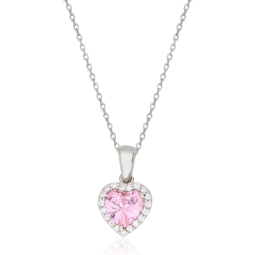 Silveranka 925 Ayar Gümüş Pembe Swarovski Kalp Kolye Gümüş Kolye Fiyatı