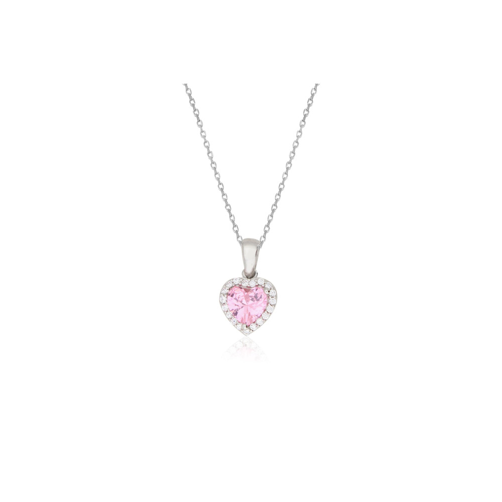 Silveranka 925 Ayar Gümüş Pembe Swarovski Kalp Kolye 45 cm Beden Gümüş Kolye Fiyatı