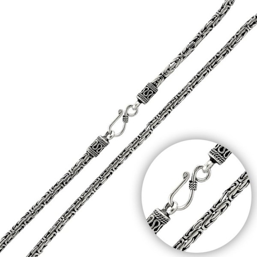 Silverlina Gümüş 4mm Kral Zincir Kolye - Renkli - 50cm Gümüş Kolye Fiyatı
