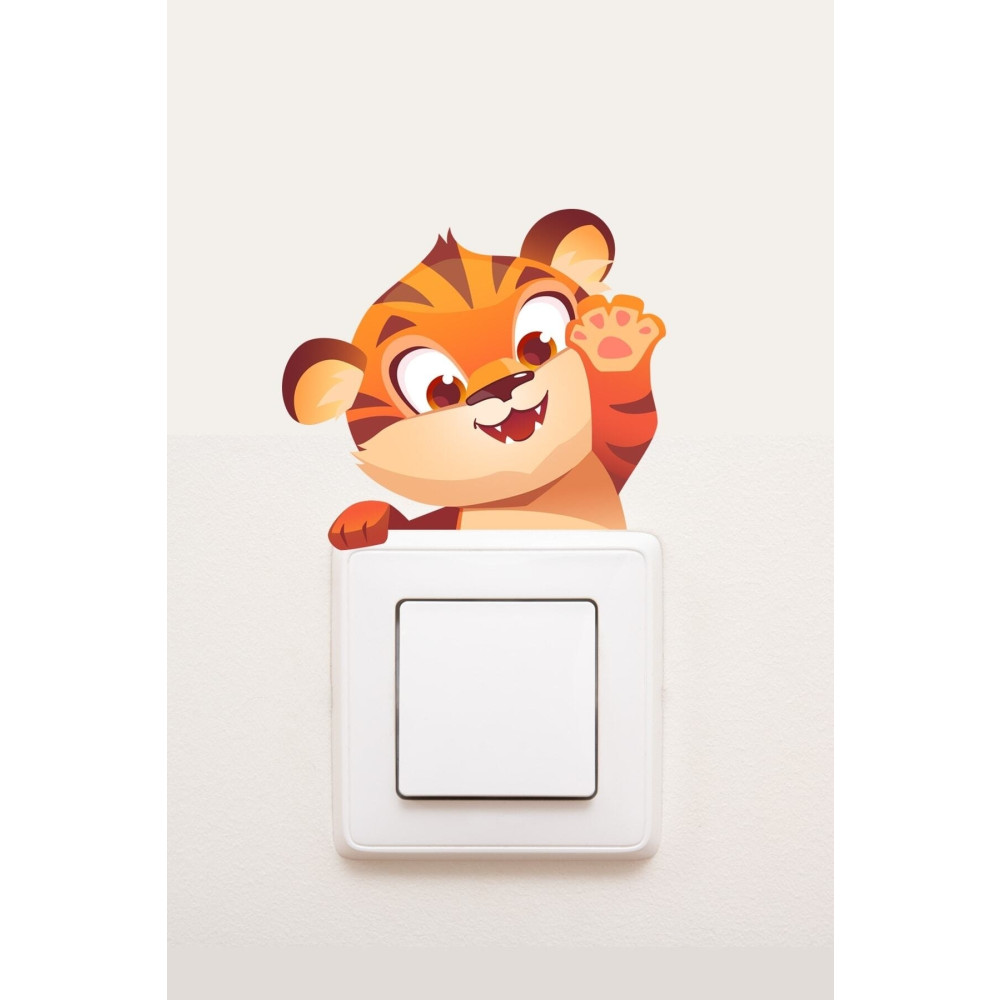 Sim Tasarım - Priz - Minik Kaplan Çocuk Odası Dekoratif Priz Sticker - Sim671 Duvar Stickerı Fiyatı