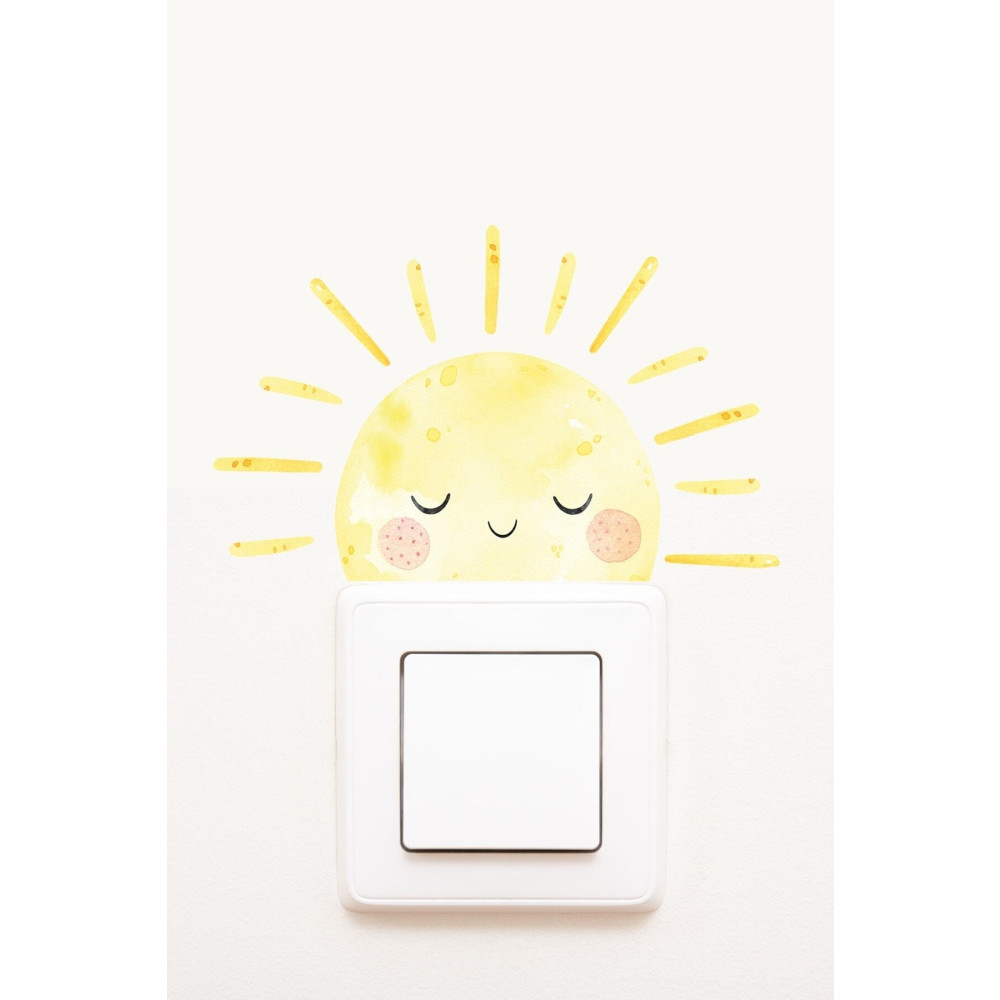 Sim Tasarım - Priz - Uykucu Güneş Dekoratif Priz Sticker - Sim765 15 x 14 Beden Duvar Stickerı Fiyatı