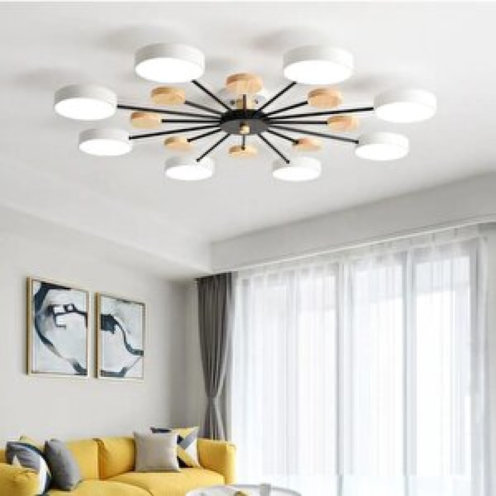 Sima Avize Simaavize Modern Ahşap Detaylı Led Avize 8'li Beyaz Avize Fiyatı