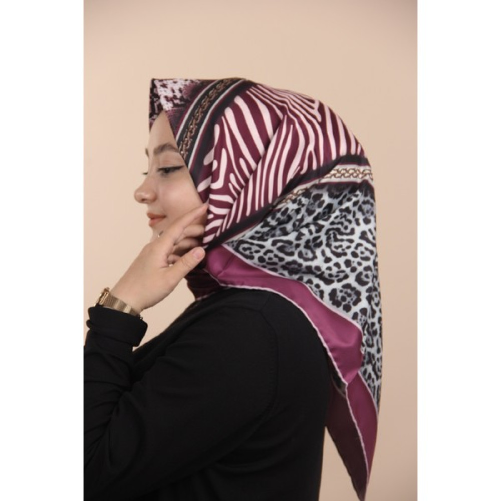 Sima Eşarp Koyu Fuşya Berussa Leopar 2 Polyester Twill Eşarp Eşarp Fiyatı