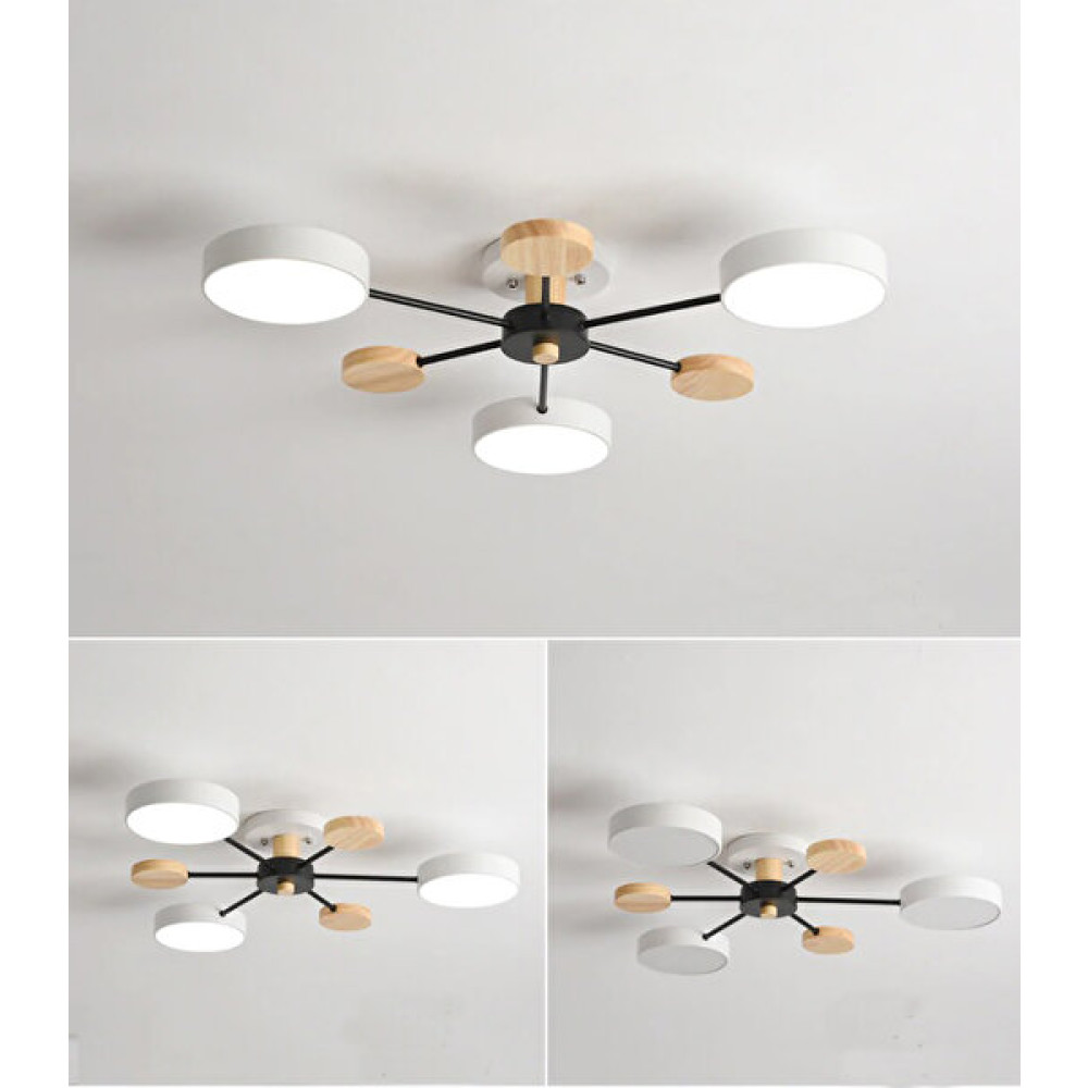 SimaAvize Modern Ahşap Detaylı 3'lü LED Beyaz Avize Avize Fiyatı
