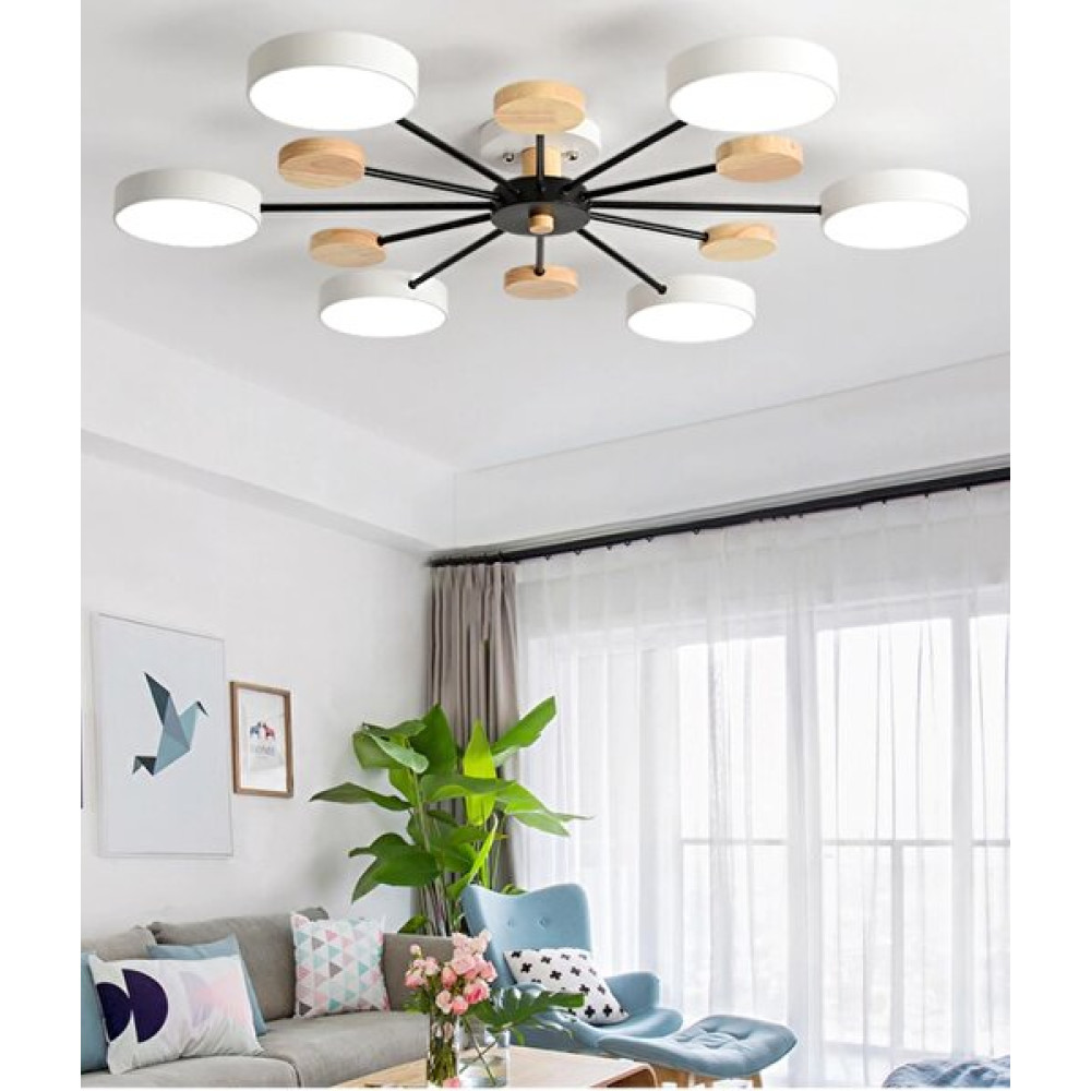 SimaAvize Modern Ahşap Detaylı 6'lı LED Beyaz Avize Avize Fiyatı