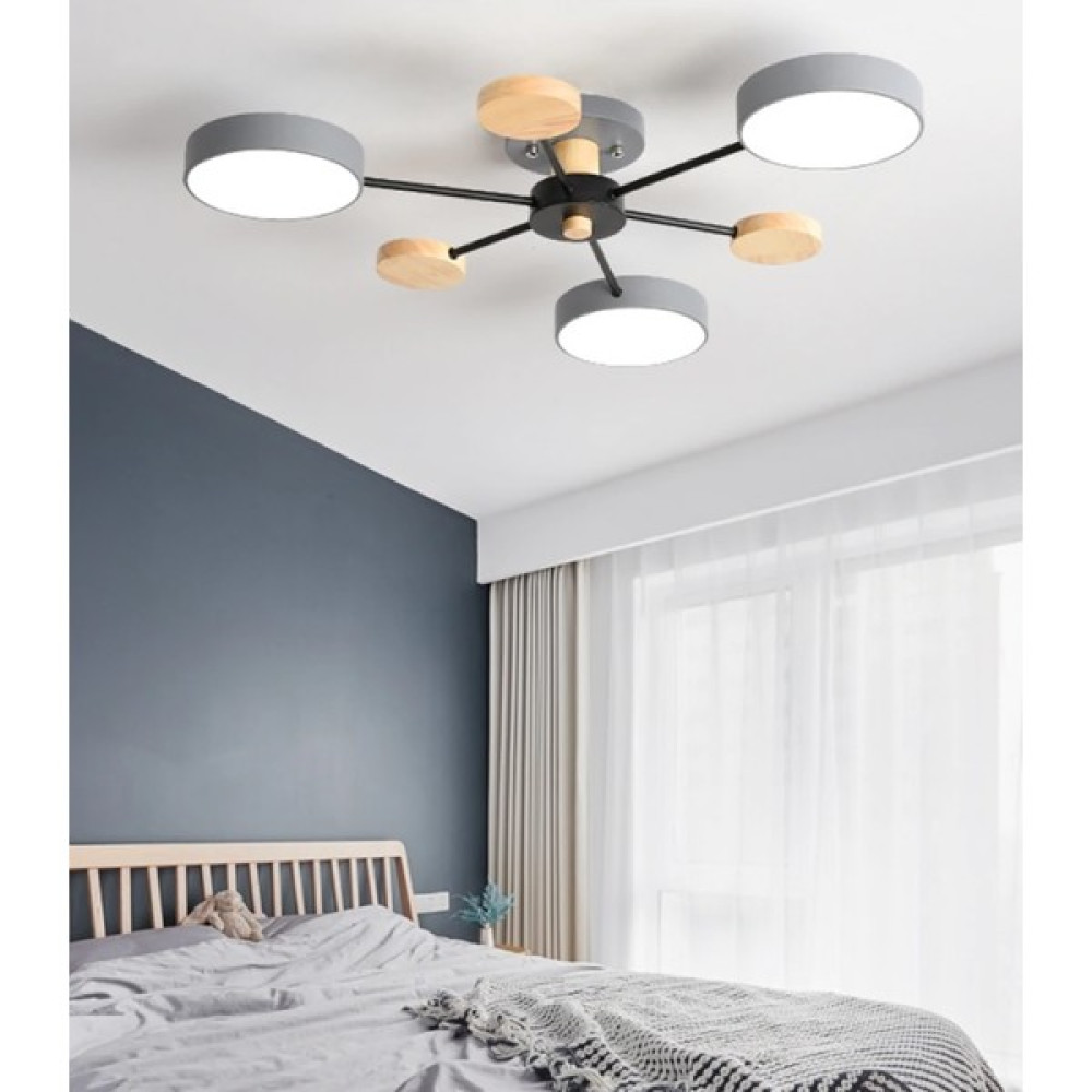 Simaavize Modern Ahşap Detaylı LED Avize - 3'lü - Gri Avize Fiyatı
