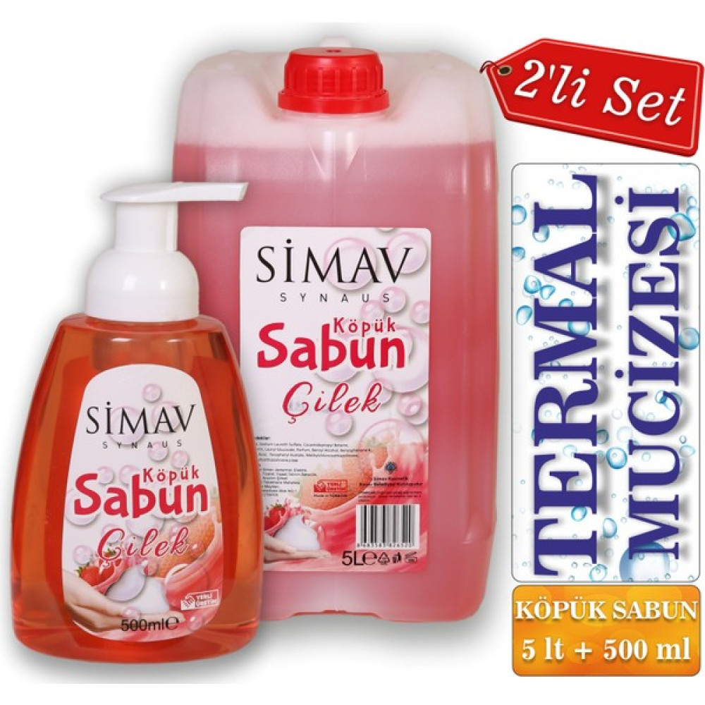 Simav Synaus Termal Sulu Çilek Özlü Köpük Sabun Seti 2'li - 5 lt + 500 ml Sabunlar Fiyatı