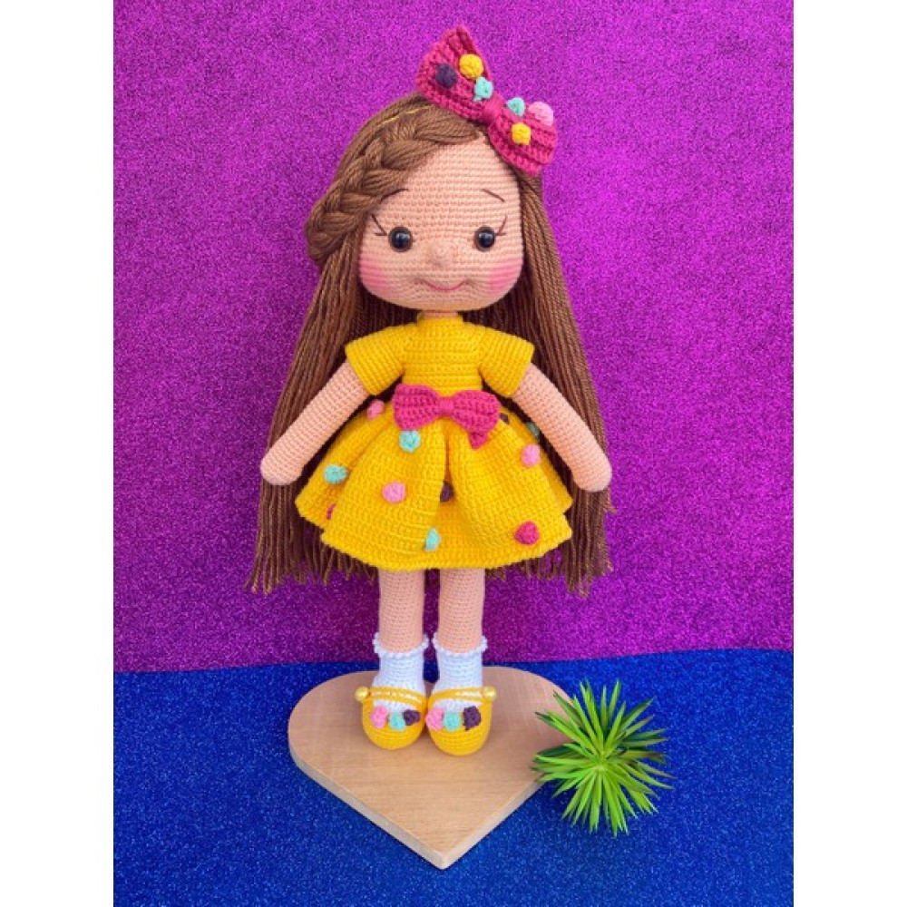 Simay Store Amigurumi Organik Örgü Oyuncak Sarı Örgü Bebek 35 cm Bebek Oyuncakları Fiyatı