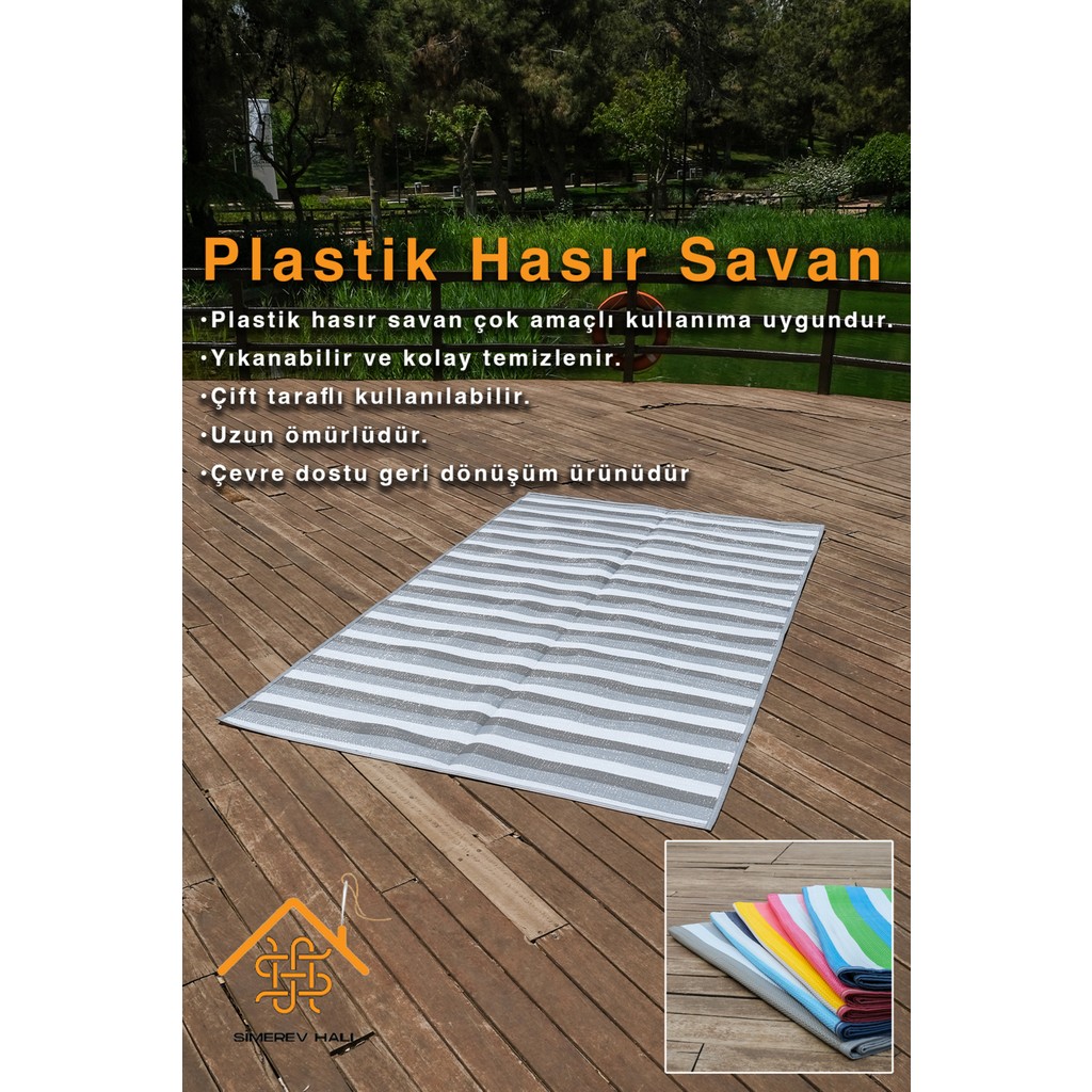 SİMEREV HALI HOME CONSEPT Plastik Halı Katlanabilir Çift Taraflı Plaj Kamp Piknik Balkon Hasır Mat Savan Karavan Halısı Kilim 180 x 270 Beden" Kilim Fiyatı