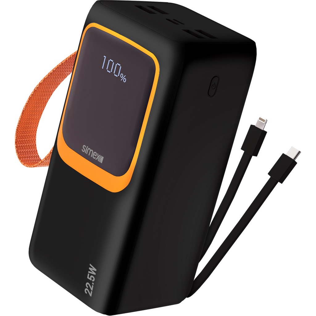 Simex S-35 Giant 50.000 Mah Prime Dijital Göstergeli Fener Hızlı Şarj Çoklu Kablo Powerbank,taşınabilir Şarj Cihazı - Siyah - Turuncu Taşınabilir Şarj Cihazı - Powerbank Fiyatı