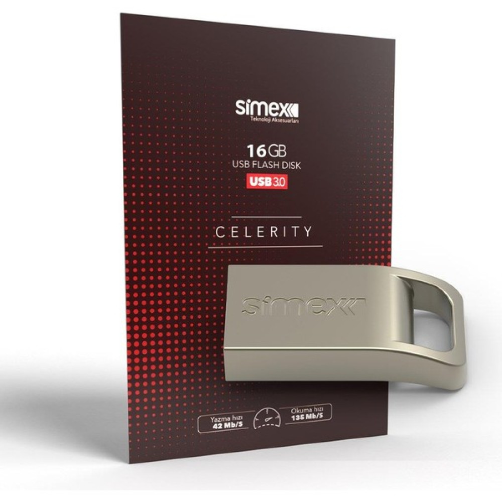 Simex USB Bellek SU-105 Celerity 3.0 Metal Gri 16GB Flash Bellekler Fiyatı