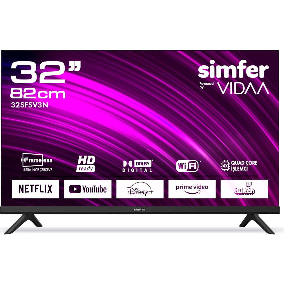 Simfer 32sfsv3n 32" 82 Ekran Uydu Alıcılı Hd Ready Vıdaa Smart Led Tv Televizyonlar Fiyatı