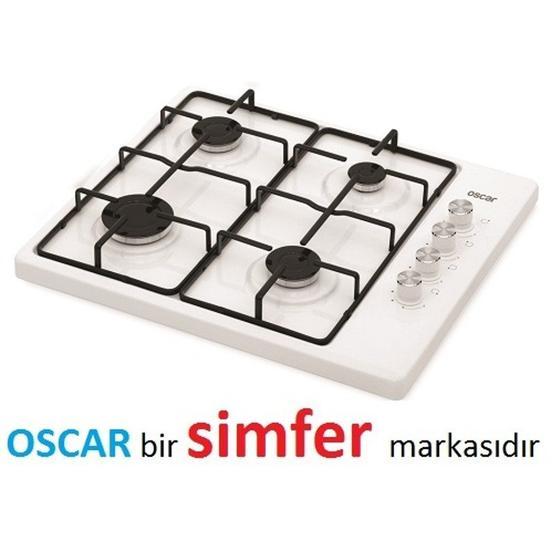 Simfer Oscar 3125 4 Gözlü Gazlı Emaye Yüzeyli Set Üstü Ocak Beyaz