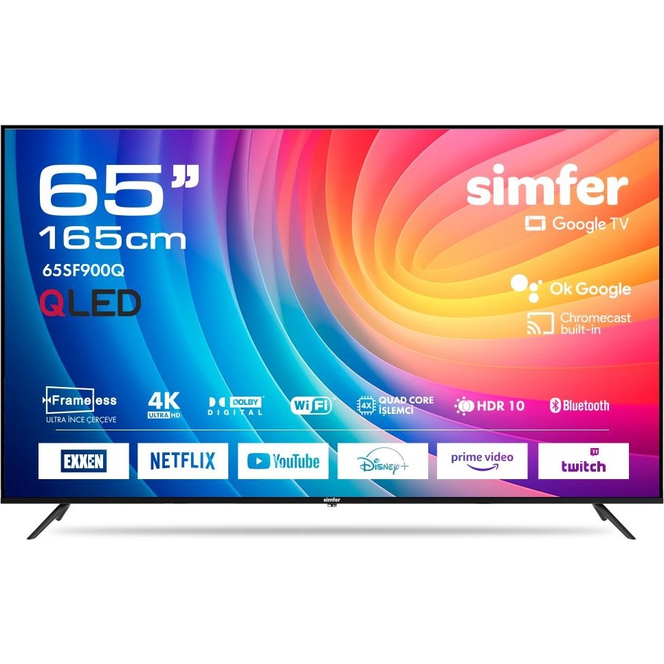 Simfer Smfer 65SF900Q 165 Ekran 65" Ultra Hd Google QLED Tv Televizyonlar Fiyatı