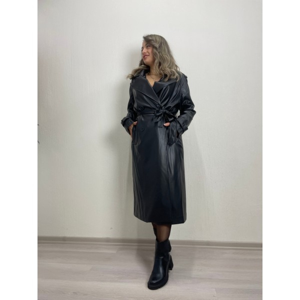 Simge Moda Uzun Deri Trençkot Kadın Trençkot Fiyatı
