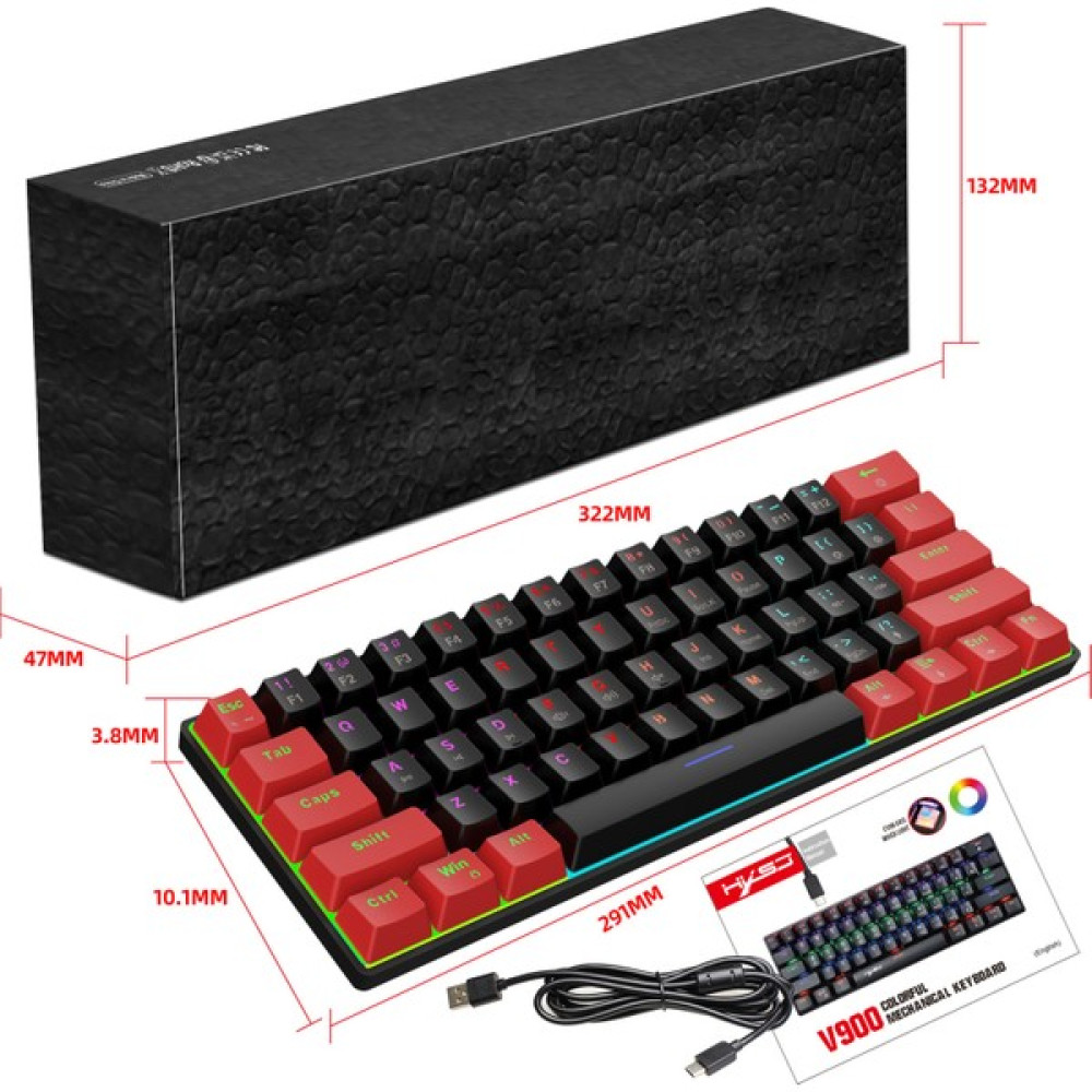 Simicg V900 Kablolu Mekanik Klavye 61 Tuşlu Yeşil Eksenli Ofis Klavyesi (Yurt Dışından) - Keyboard - Kırmızı Oyuncu Klavyesi Fiyatı