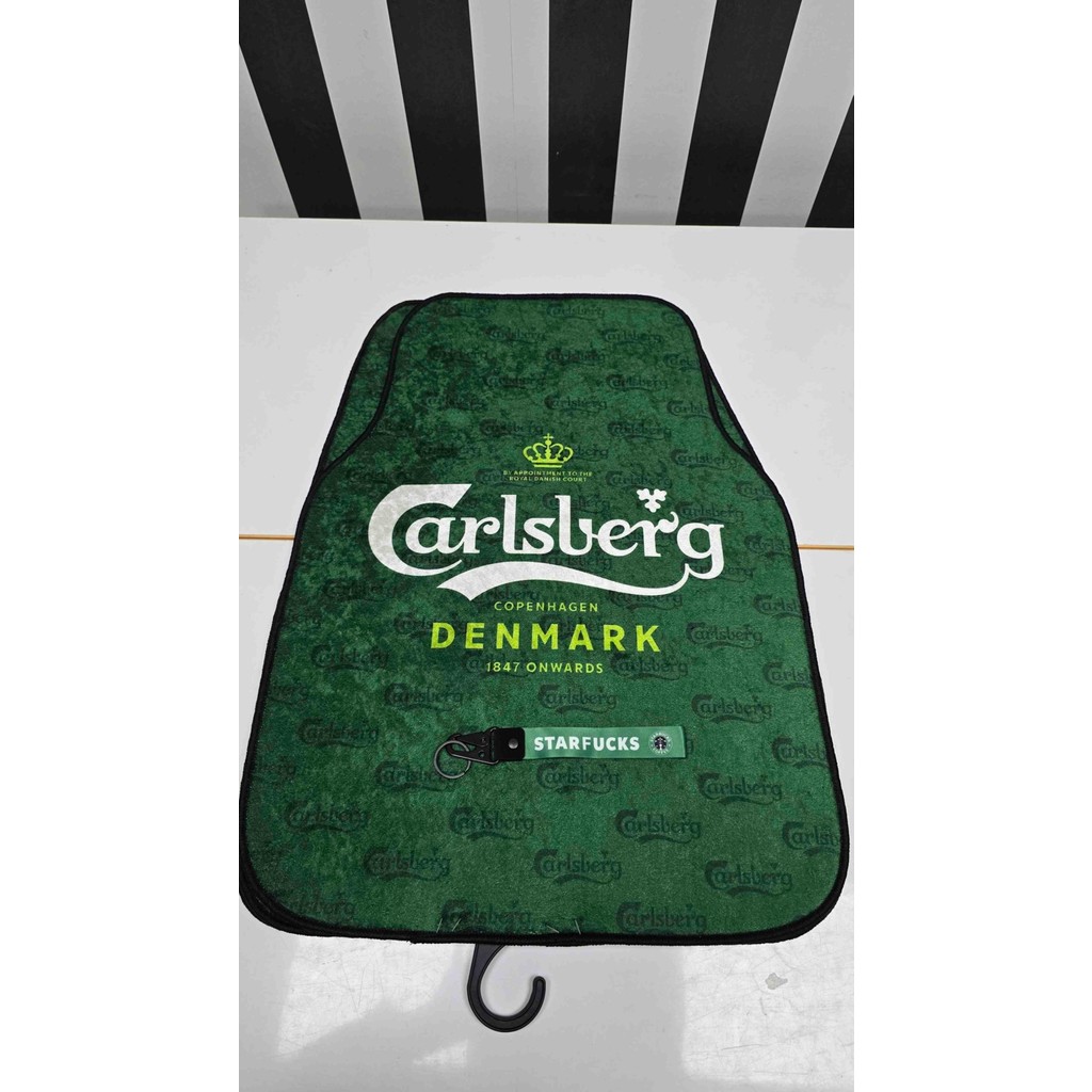Şimika Carlsberg Desen Kaymaz Taban Dekoratif Oto Halı Paspas Üniversal Yıkanabilir Her Araca Uyumlu (Kancalı Kumaş Anahtarlık Hediyeli) - 001-Renkli Araca Özel Paspaslar Fiyatı
