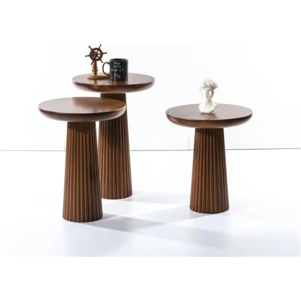 Simillo Home & Living 3'lü Handmade Mantar Yan Sehpa - Ceviz Yan Sehpa Fiyatı