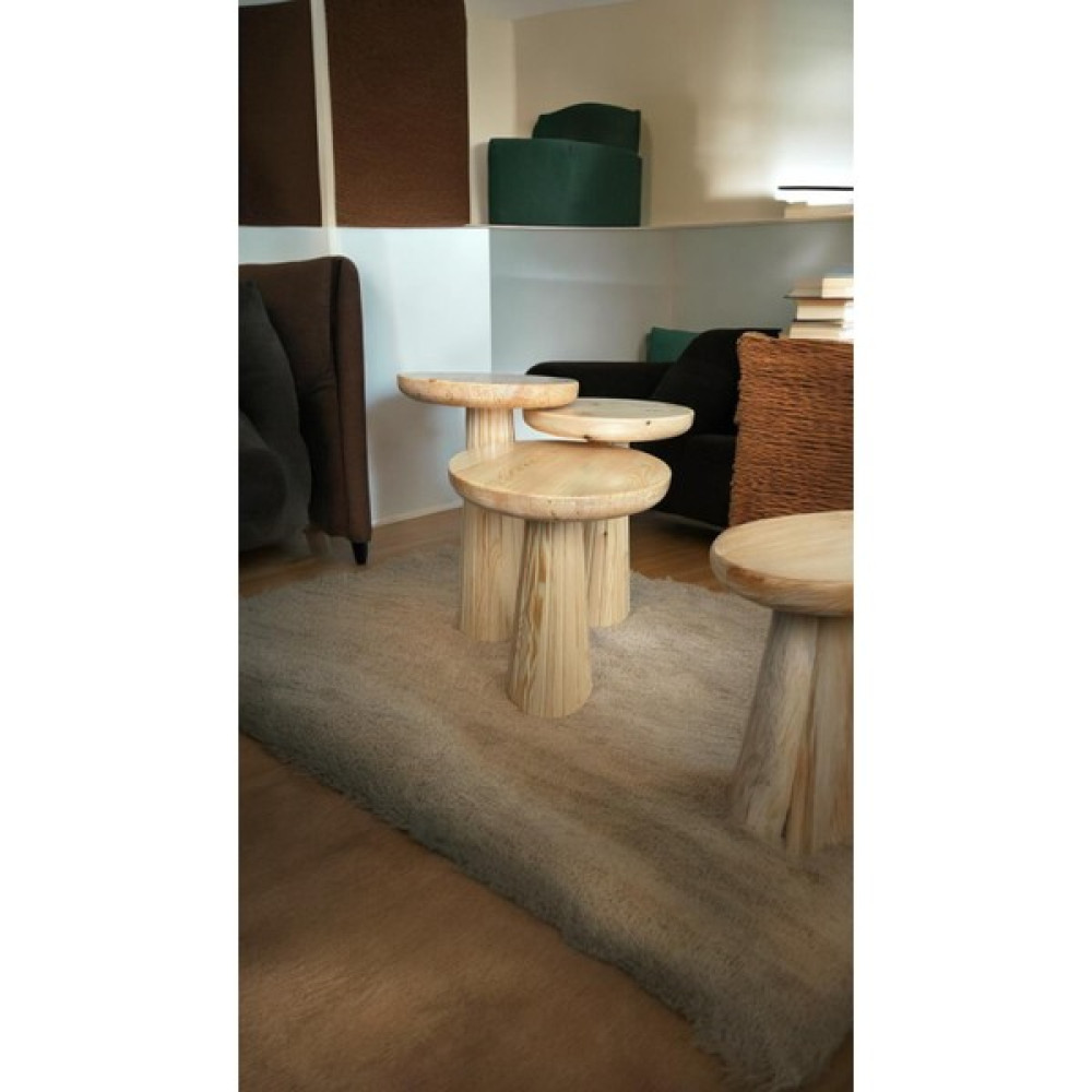 Simillo Home & Living 3’lü Set Wood Wooden Minimalist Mantar Yan Sehpa Ahşap Modern Natural Yan Sehpa Fiyatı