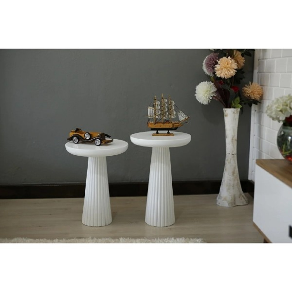 Simillo Home & Living Ikili Çizgili Mantar Sehpa Çizgili Yan Sehpa Fiyatı