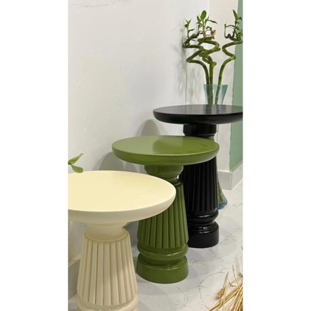 Simillo Home & Living Wood Renkli 3’lü Set Mantar Yan Sehpa Fiskos Çiçeklik Decorative - Yeşil Yan Sehpa Fiyatı