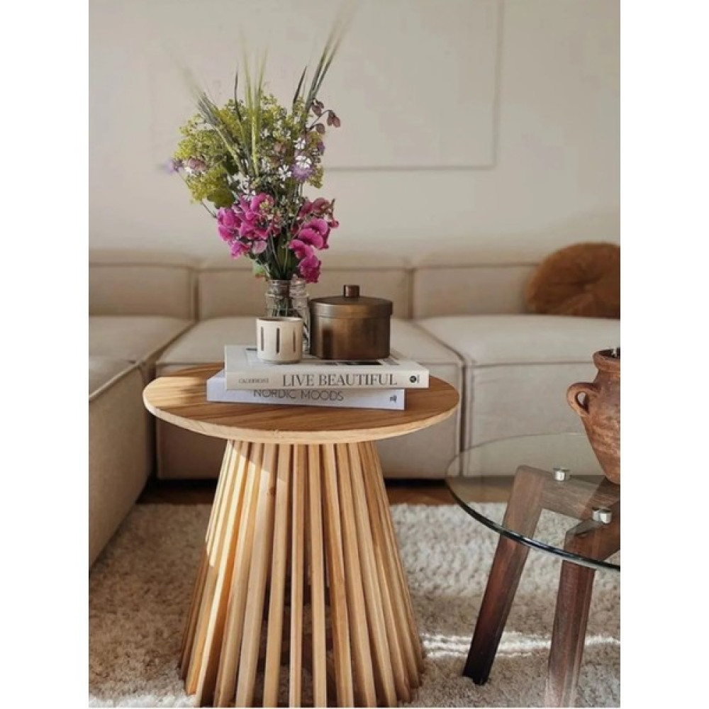 Simillo Home & Living Wood Wooden Mantar Yan Sehpa Mushroom Side Table - Meşe Yan Sehpa Fiyatı