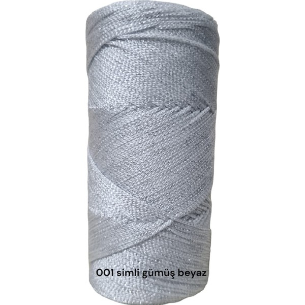 Simli Makrome Ipi 200GR Kristal Makrome Ipi Çanta Ipi Örgü Ipi Runner Örgü Ipi No3 -1mm Makrome Ipi - 01 beyaz simli Oyun & Hobi Fiyatı