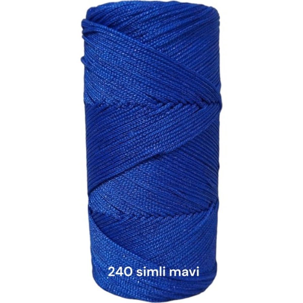 Simli Makrome Ipi 200GR Kristal Makrome Ipi Çanta Ipi Örgü Ipi Runner Örgü Ipi No3 -1mm Makrome Ipi - 240 mavi simli Oyun & Hobi Fiyatı