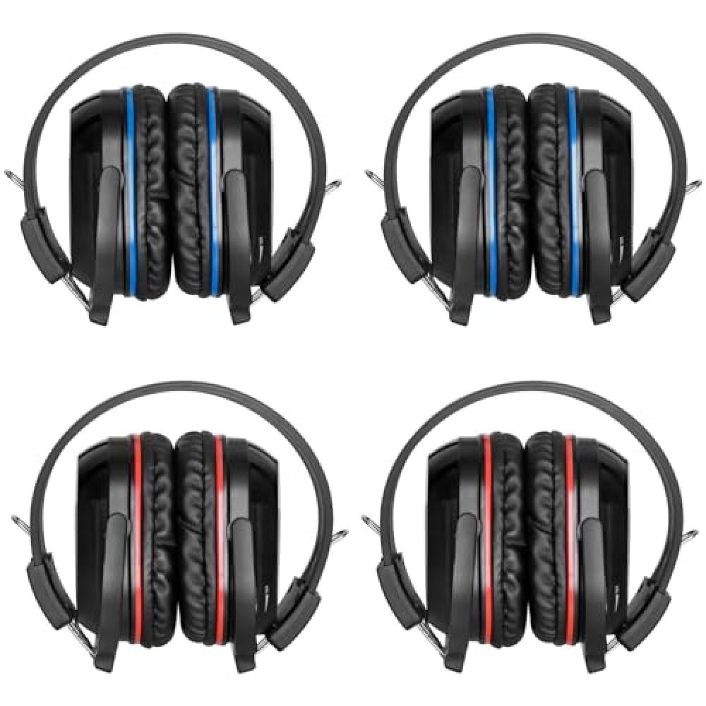SIMOLIO 4 Pack IR Headphones for Car DVD, Wireless Car Headphone for Kids, Dual Channel Universal Infrared Headphone for uConnect VES, Dodge, Honda Odyssey, Town and Country, GMC Yukon, Not Bluetooth