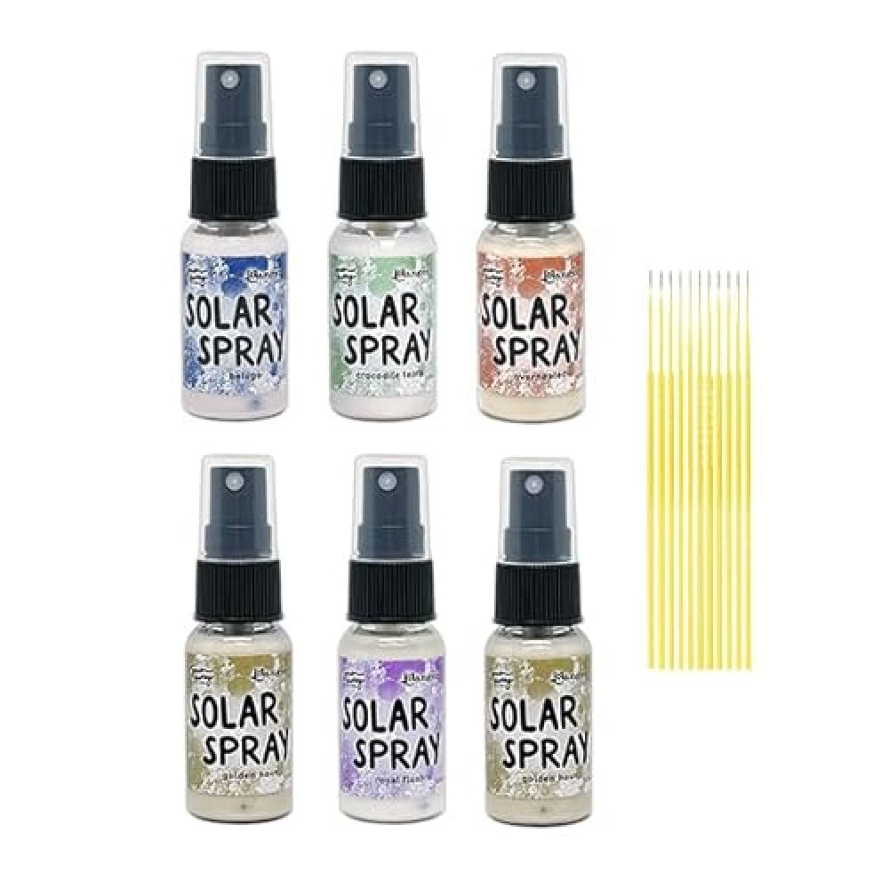 Simon Hurley Solar Spray Bundle - Beluga, Crocodile Tears, Cross My Heart, Overheated, Golden Hour, Royal Flush Shimmering Solar Spray with Trebbies Detail Sticks