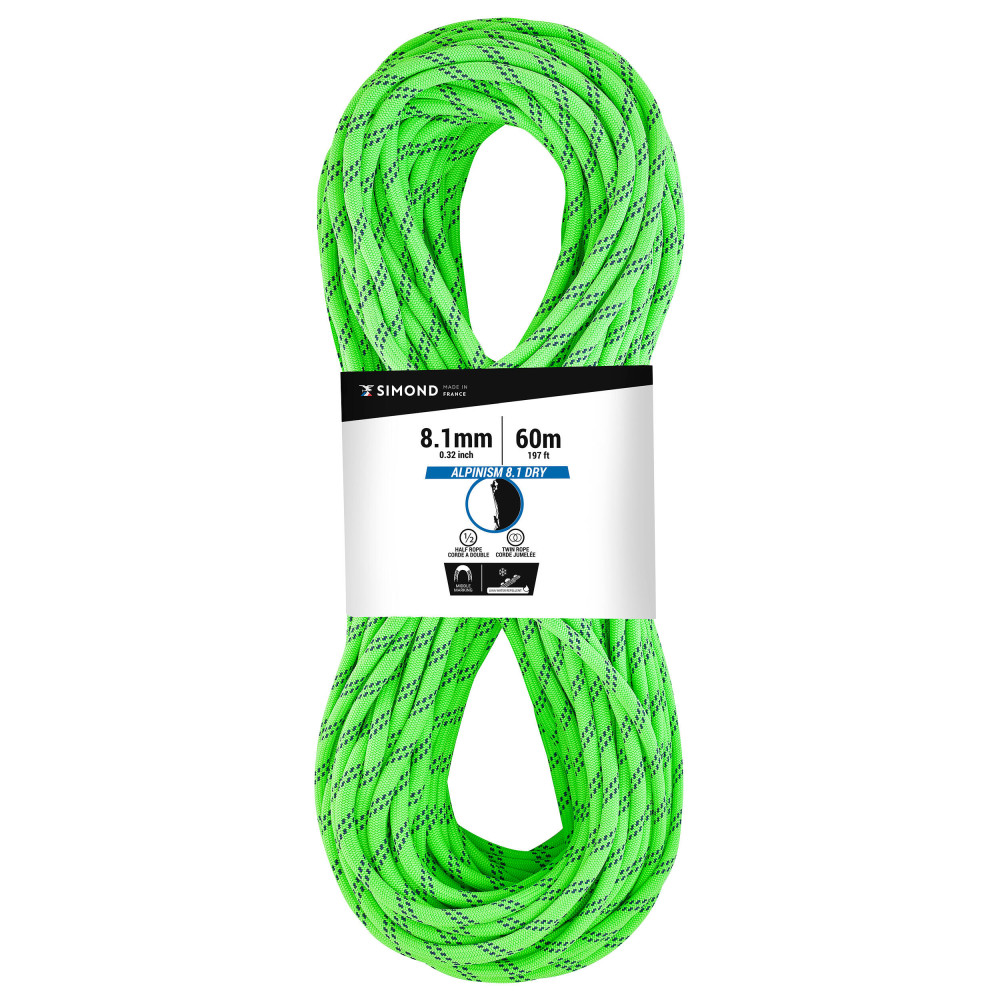 Simond Tırmanış Ve Dağcılık Çift Ip - 8,1 Mm X 60 M - Yeşil - Rappel Alpinism Tırmanış Malzemeleri Fiyatı