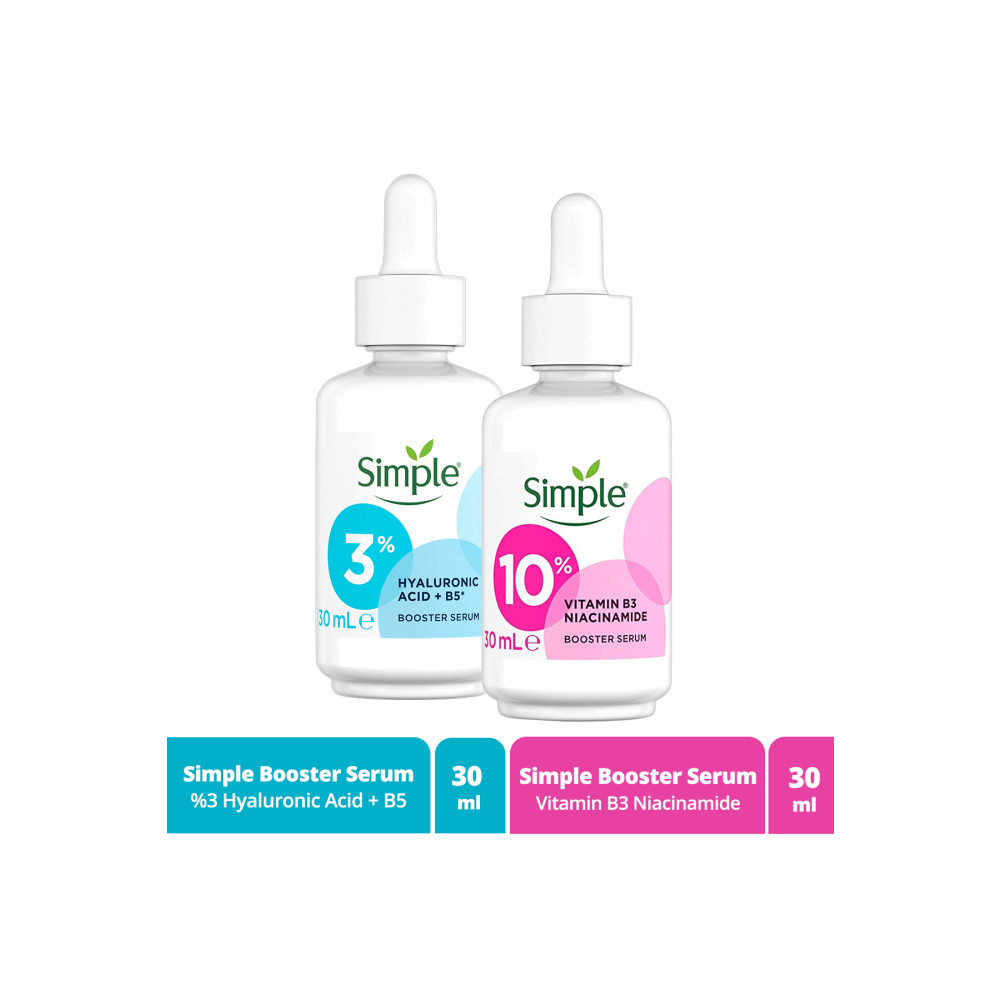 Simple Booster Serum %3 Hyaluronic Acid + B5 30 Ml + Booster Serum %10 Vitamin B3 Niacinamide 30 Ml Cilt ve Yüz Bakımı Fiyatı