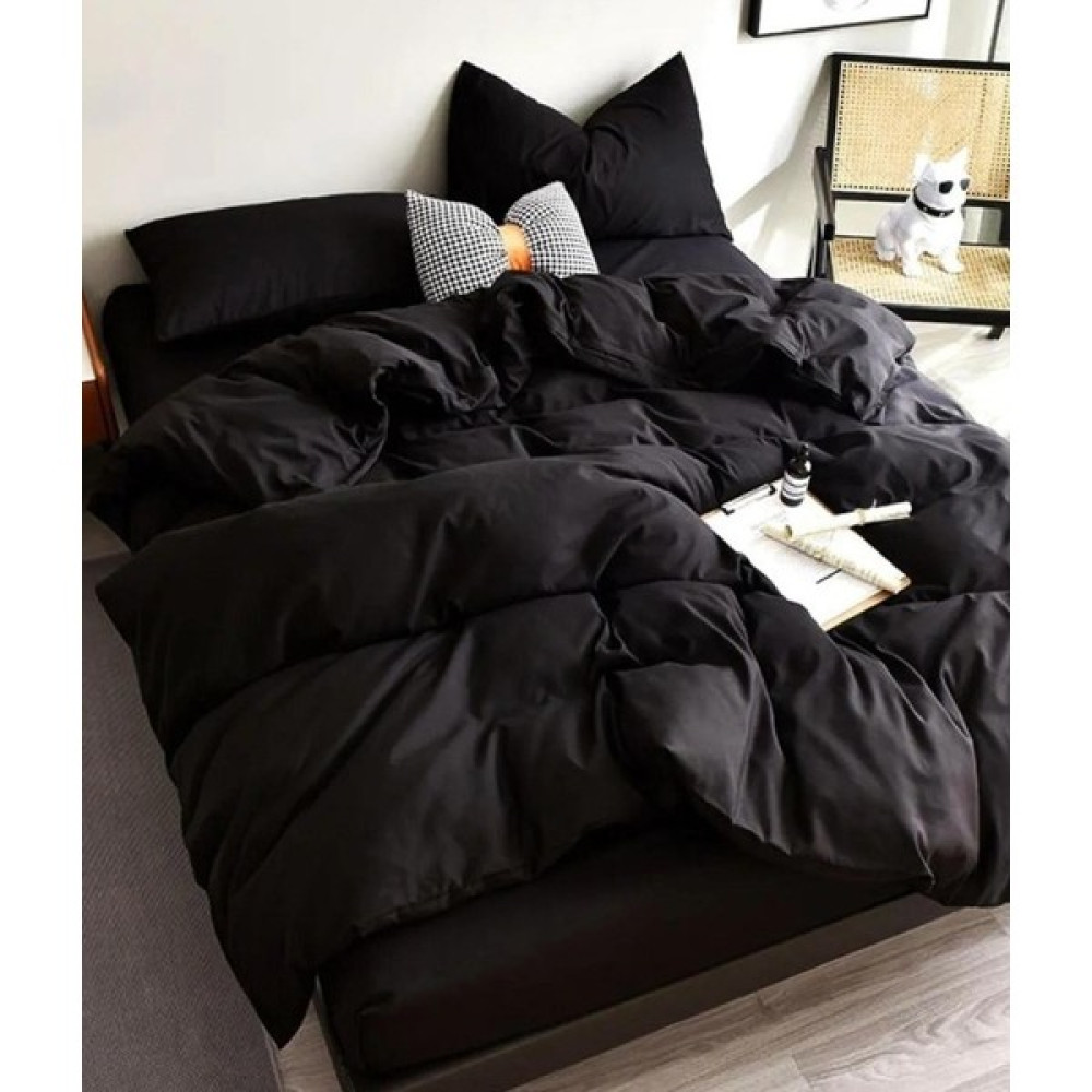 Simple Çift Kişilik Nevresim Takımı-Siyah - Siyah - 200 x 230 cm Nevresim Takımı Fiyatı