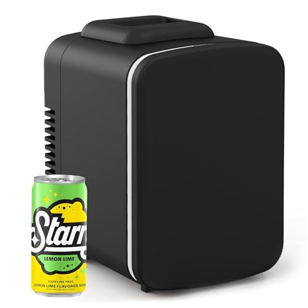 Simple Deluxe 4L/6 Can Mini, Portable Cooler & Warmer Freon-Free Small Refrigerator, Compact Fridge for Skincare, Beverage, Food, Cosmetics, Black