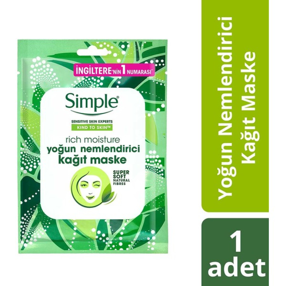 Simple Kind To Skin Hassas Ciltlere Uygun Yoğun Nemlendirici Kağıt Maske 21 Ml Maskeler Fiyatı